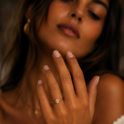 Bague diamant naturel ovale 0,50 Carat serti perlé Alba